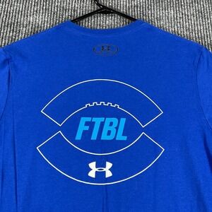 Under Armour Shirt Mens Medium Blue Short Sleeve Heat Gear Football Loose Fit